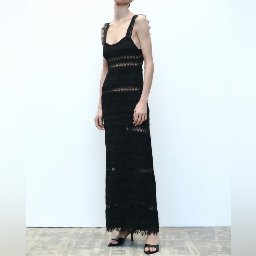 NWT Zara Knit Dress with Metallic Thread Black